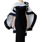 Mingli Tengda благородный черный плащ невесты из органзы с рюшами спереди, короткая длинная шаль, простая накидка, болеро, свадебные цветы