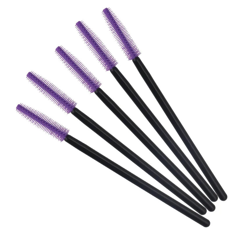 black light purple 200 шт розовая силиконовая ресница щеточки Одноразовые Тушь для ресниц палочки аппликаторы для ресниц косметические кисти инструменты для макияжа - Handle Color: black light purple
