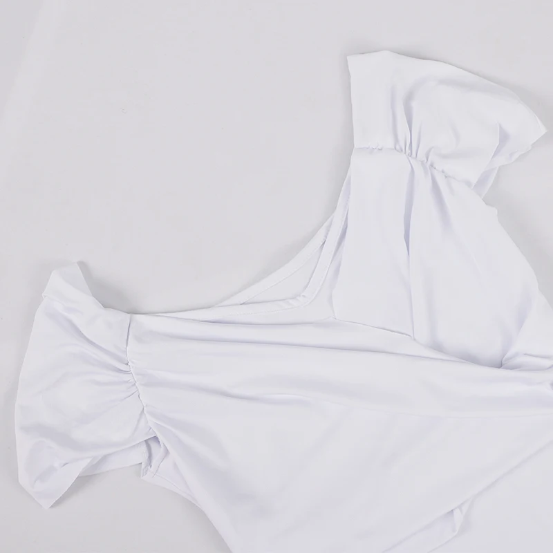 

Sexy Woman Tight White Bodysuit Short Sleeve V-Neck Cross Bodysuits For Women 2021 New Summer Backless Short Romper Female Hot