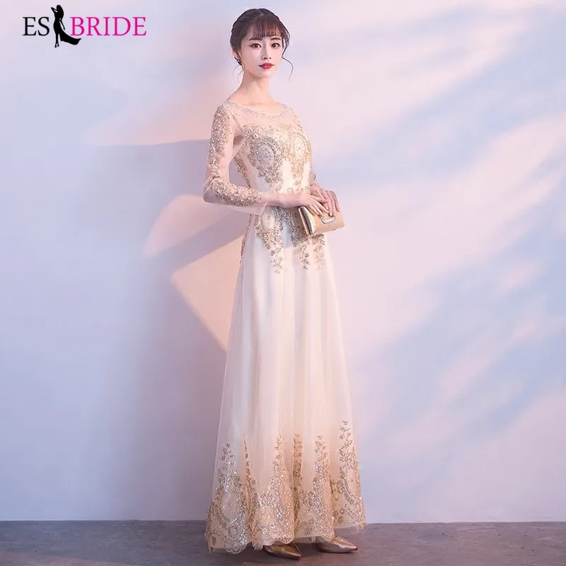 Женское вечернее платье кружевное А силуэта с золотым принтом ES1169|Вечерние