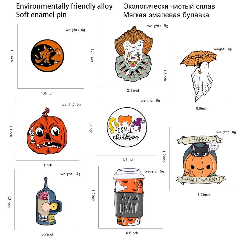 Хэллоуин подарки мультфильм Тыква эмаль булавки Готэм клоун призрак ведьма