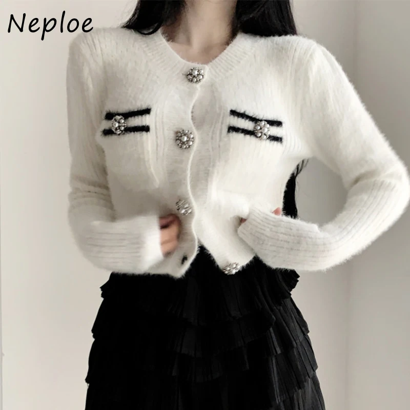 Шикарный однобортный Кардиган Neploe в стиле ретро с круглым вырезом Fuzzr женский