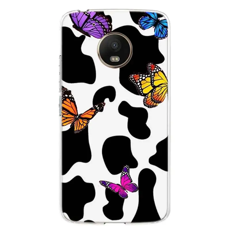 

Cow Pattern Black White Phone Case for Motorola Moto G8 G7 G6 G5 G4 E6 E5 E4 Power Plus Play One Action Macro Vision Cover Coque