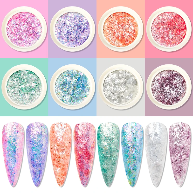 1 коробка сверкающий алмазный порошок для ногтей фиолетовые розовые блестки