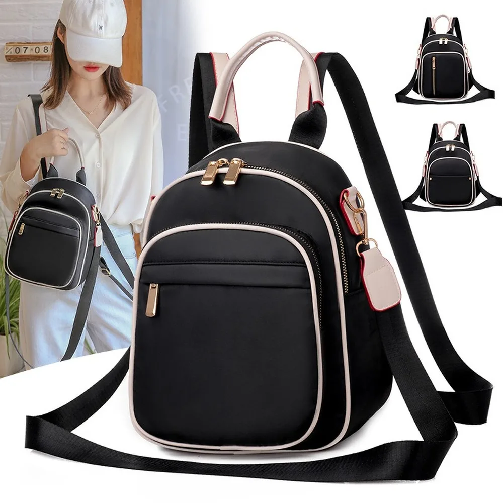 

Female Korean Version Fashion External Frame Zipper Hard Handle Simplicity Backpack Trend Oxford Casual Lady Bags 2021 The New