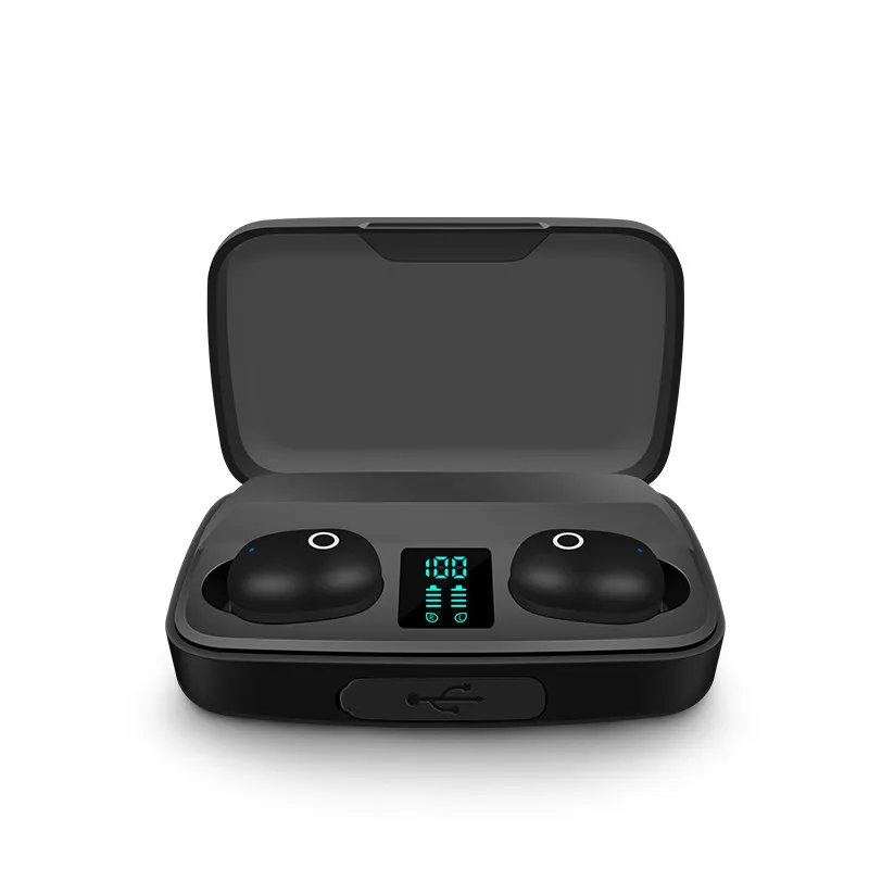 

New 2600 mAh Wireless Headphones Bluetooth Earphones LED Display Sports Waterproof Earbuds HiFi Stereo Headset With Microphones