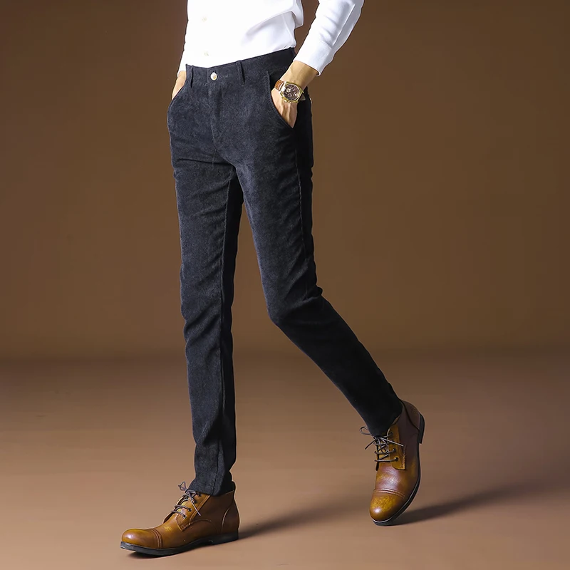 Мужские вельветовые одноцветные брюки/вельветовые брюки мужские деловые