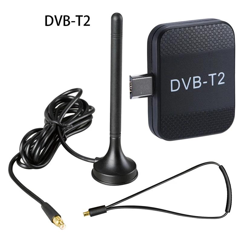 Черный USB DVB-T/T2 цифровой для Android телефона/плоский ТВ приемник требует интерфейса для поддержки OTG телевизионная антенна тюнера - Цвет: Черный