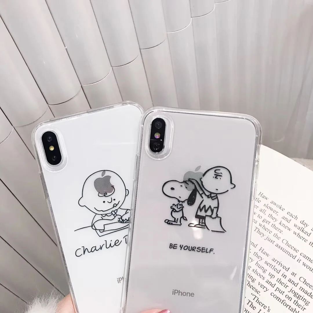 Japan cute cartoon boy Charlie Brown puppy phone case For iphone Xs MAX XR X 6 6s 7 8 plus Couple clear soft TPU back cover Capa |