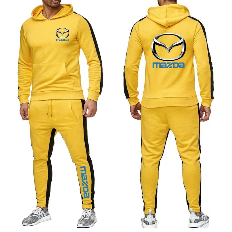 

2020 Spring Fall Man's New Mazda Car Logo Custom Made Printing Hoodies Sweatpants Unisex 100%Pure Cotton Manufacture Sport Suit