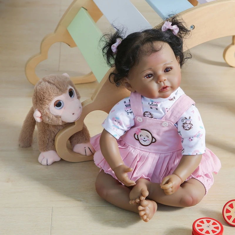 

2021 New 50cm Realistic Doll Soft Body Vinyl Toddler Babies Lifelike Princess Girl Monkey