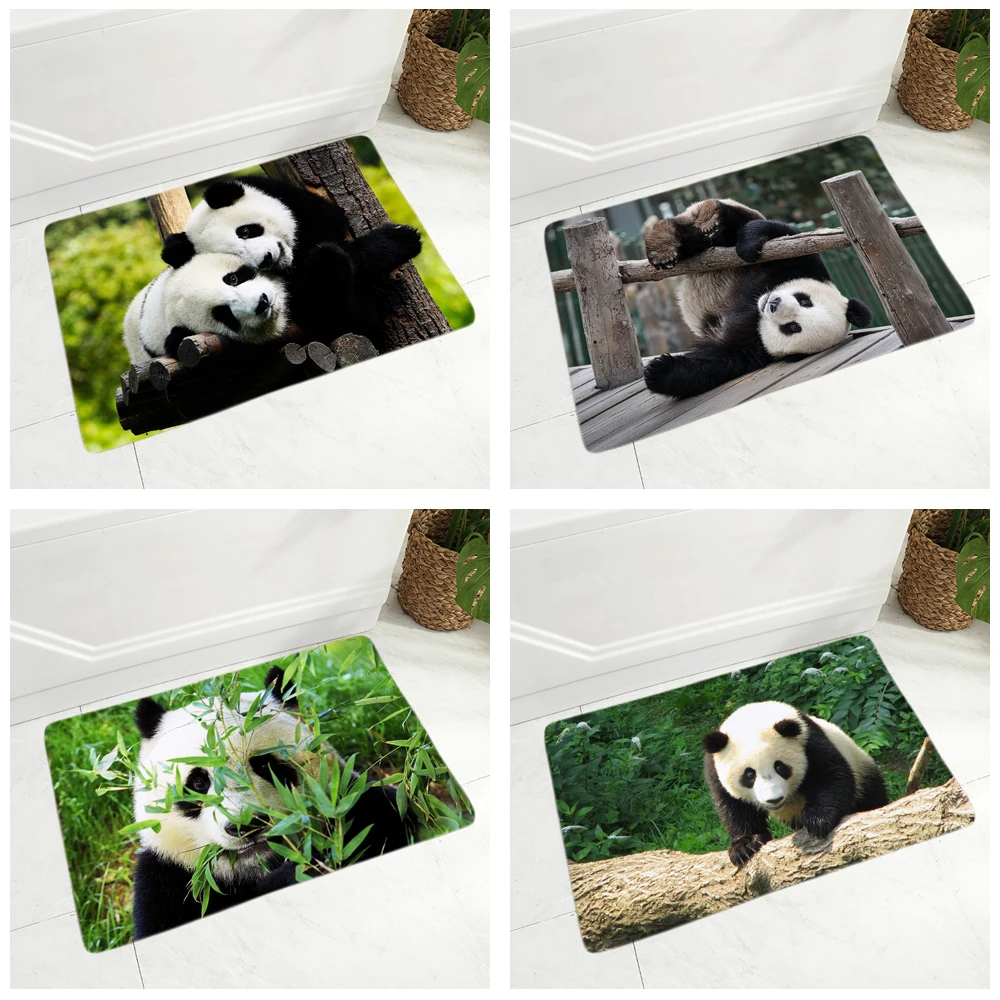

Cute Panda Doormat Non-Slip Super Soft Flannel 40x60cm Rug Decor Animal Floor Door Mat for Hallway Children Room