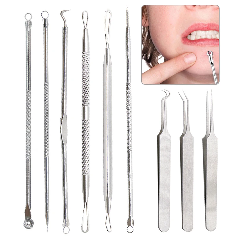 Инструмент для удаления черных точек BlackHead Remover Tool Black Head Acne Blemish Pimple Extractor Needles Tweezer Pore Cleaner Face Cleansing Tools Skin Care.