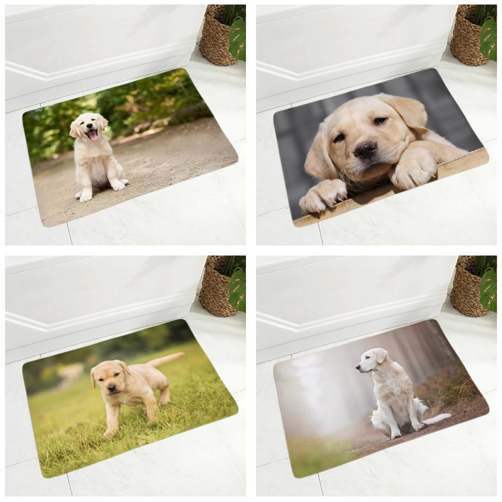 

Cute Labrador Floor Door Mat for Hallway Kitchen Room Decor Pet Dog Animal Doormat Non-Slip Soft Flannel 40x60cm Rug