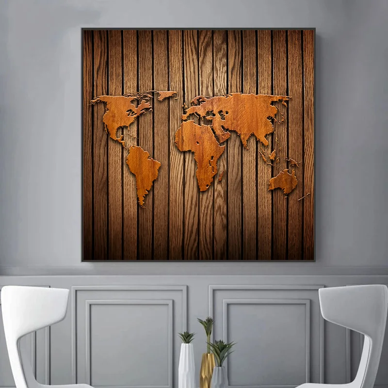 

A Map Of The World Retro Old Art Canvas Paintings Posters Prints Cuadros Wall Art Picture For Living Room Home Decoration