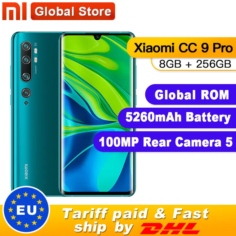 Global Rom Xiaomi Mi CC9 Pro 8 ГБ 256 5260 МП пента камера смартфон аккумулятор мАч 10х оптический