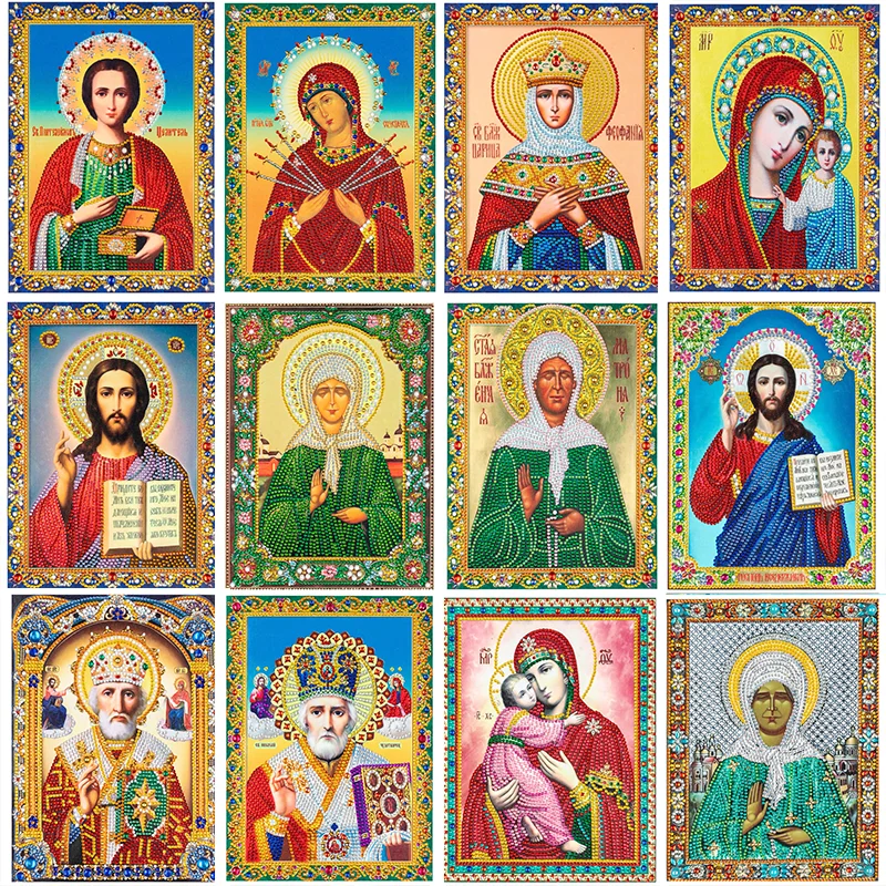 

5D DIY Diamond Painting Religion Icons Cross Stitch Kit Full Drill Embroidery Religious Mosaic Art Rhinestones Crafts Home Decor