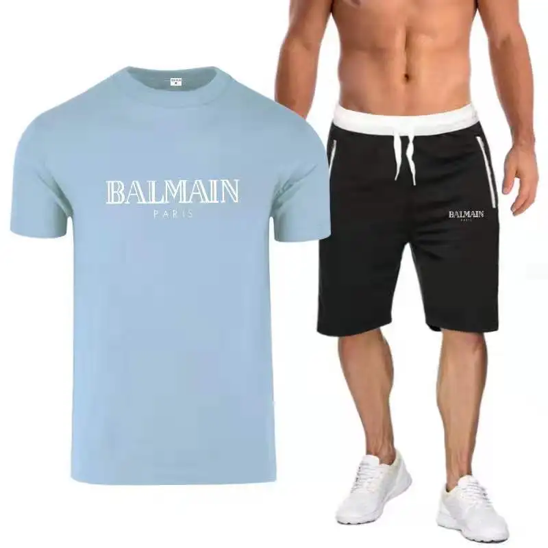 

Men's T-shirt and Shorts Sets Casual Two Piece Tracksuit Fitness T-shirt Hot Sale Summer 2021