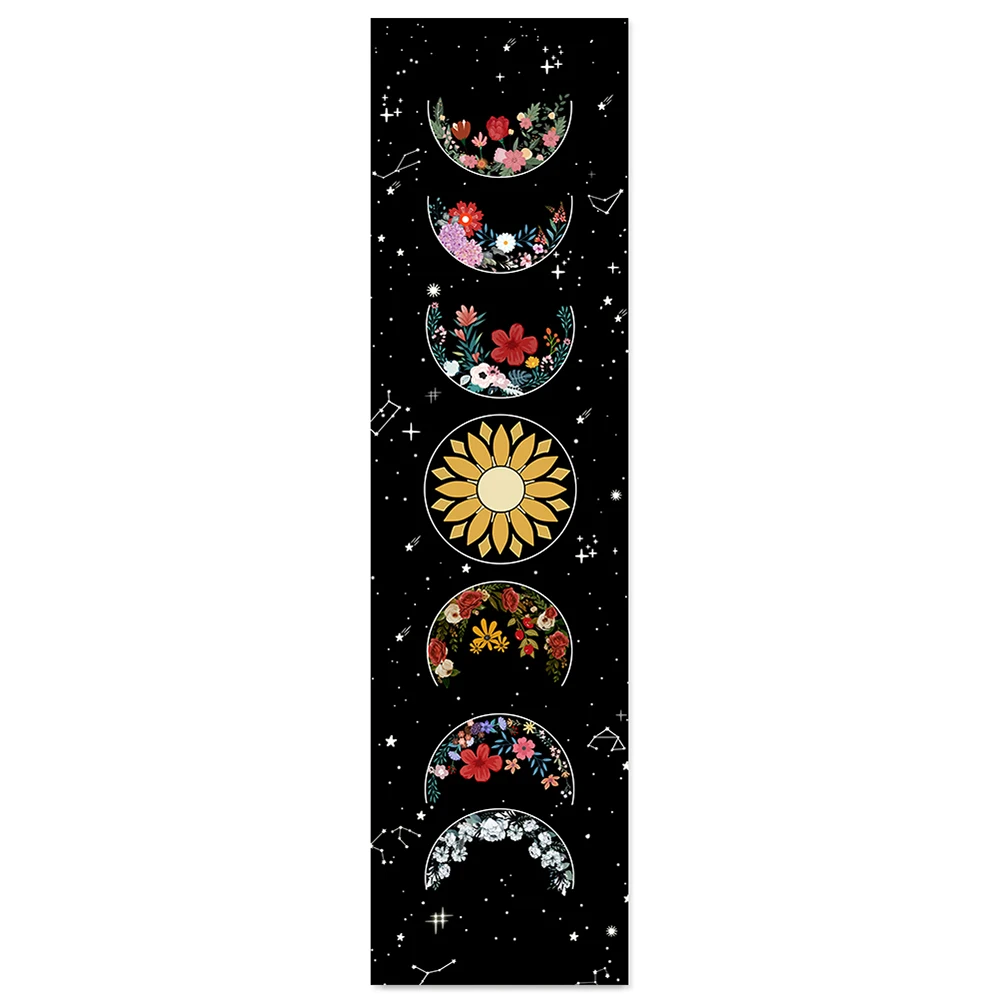 Гобелен с Лунной фазой настенные подвесные цветы луна черно-белые