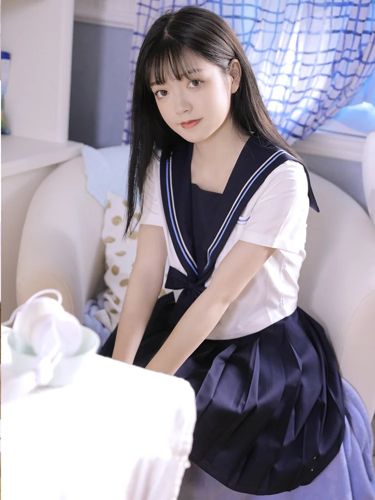 

JK Uniform Two-Color Snowflake Embroidery Navy Sailor Suit Business Attire School Uniform japanese school uniform sailor shirt