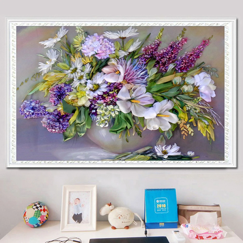 

DIY 5D New Needlework Diamond Embroidery basket of flowers Diamond Painting Rhinestones Full Round Drill Diamond