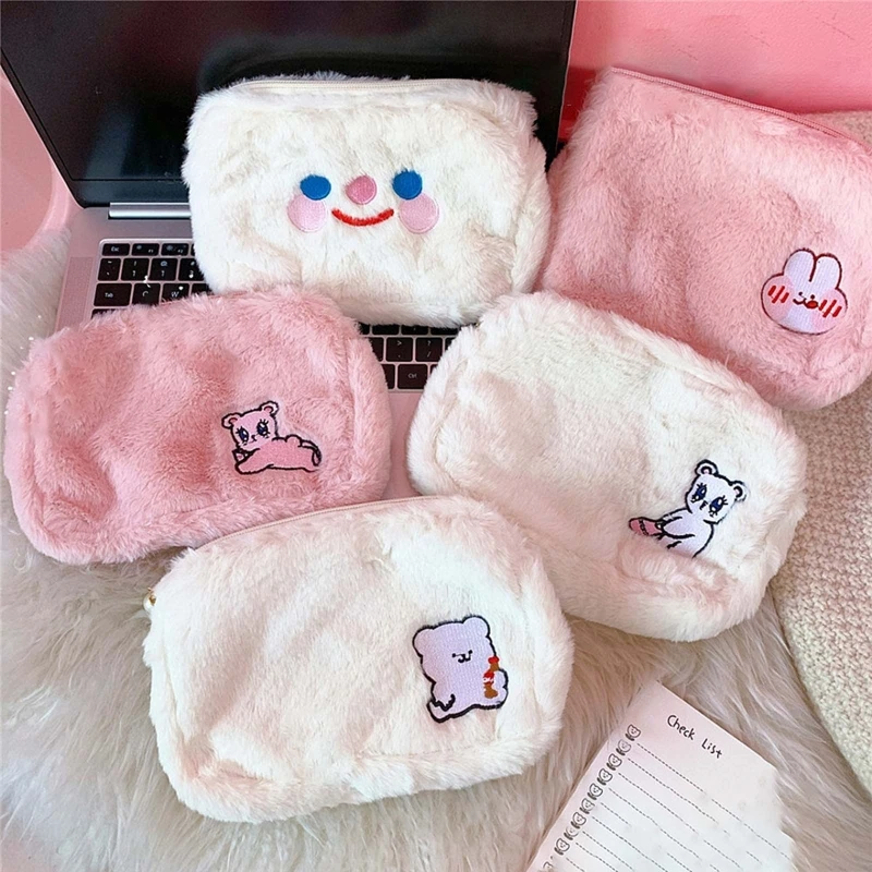 

Multifunctional Cosmetic Bag Plush Makeup Case Pouch Toiletry Travel Organizer 517D