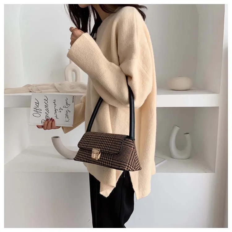 Новинка Ретро стиль в клетку и полоску Сумка через плечо подмышечной области для