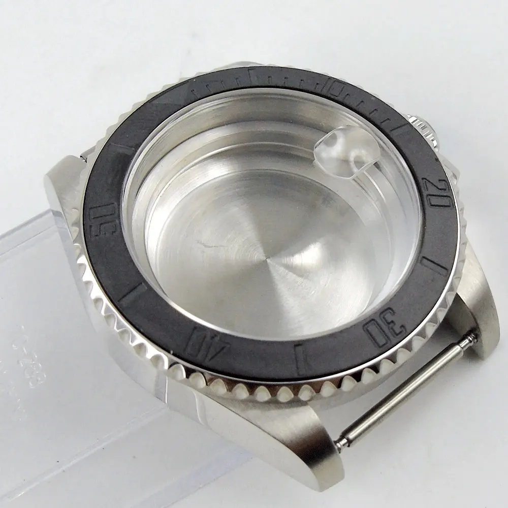 Black Stainless Steel 40MM Watch Case Watch Part Ceramic Bezel Sapphire Glass Fit For ETA 2836 Automatic Movement Watch Men
