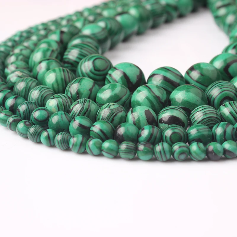 Натуральный камень Lanli Зеленый Малахит павлин круглые бусины 4 6 8 10 12 мм россыпью