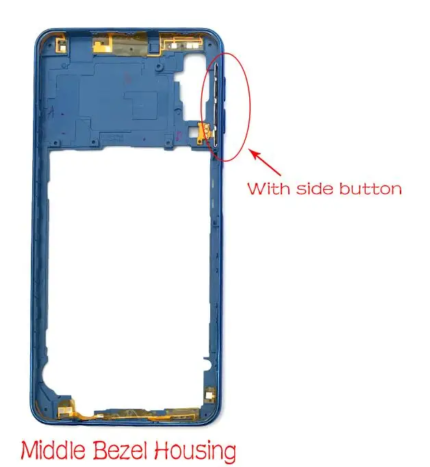 Middle Housing Blue Для samsung A70 A705F Задняя стеклянная крышка батарейного отсека Корпус переднего корпуса задняя крышка батарейного отсека - Цвет: Middle Housing Blue