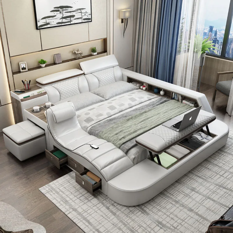 Татами Свадебная двойная умная кровать С Туалетным Столиком мебель для спальни