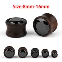 2pcs 8 16mm ear gauges wood inlaied zircon ear tunnels plugs piercing jewelry ear stretchers expander plugs and tunnels jewelry