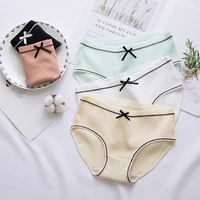 women cotton panties sexy fashion briefs bow solid breathable female underwear mid rise cute lovely girls lingerie summer