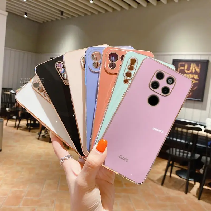 

Square Plating Silicone Phone Case For Huawei Mate 20 Pro X Mate 30 40 Pro Plus Mate 10 Pro Nova 3i Luxury Mirror Back Cover