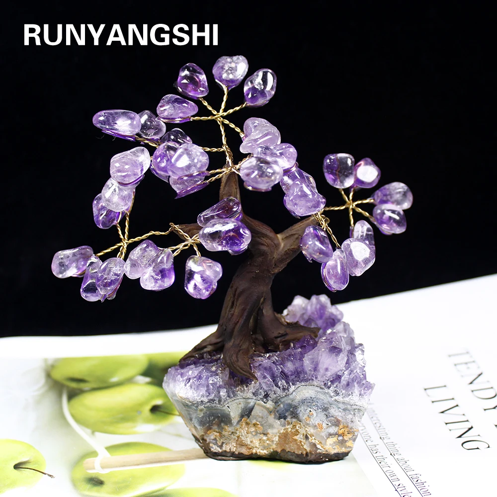 1 шт. натуральное Хрустальное дерево аметистовое блочное основание бразильское
