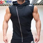 Мужской Топ для фитнеса Rainbowtouches 2022, повседневный плиссированный топ с вышивкой и накладным карманом, жилет на молнии с капюшоном, 100% хлопок