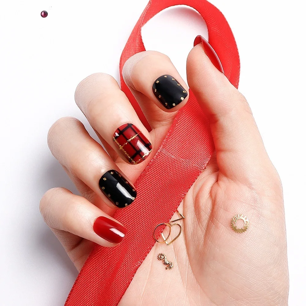 24 шт. накладные ногти длинные квадратные съемные с полным покрытием клейкой