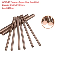 1pcs w75cu25 tungsten copper alloy round rod w75cu25 metal bar diameter 23456789mm lenght 200mm diy material