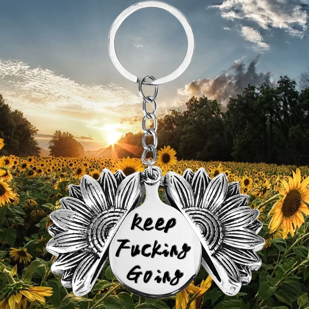 Новый стиль брелок с подсолнухами следуем за вашим блаженством гравированная