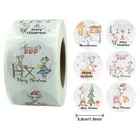 500 шт., яркие рождественские наклейки с Санта-Клаусом, 1,5 дюйма, 38 мм