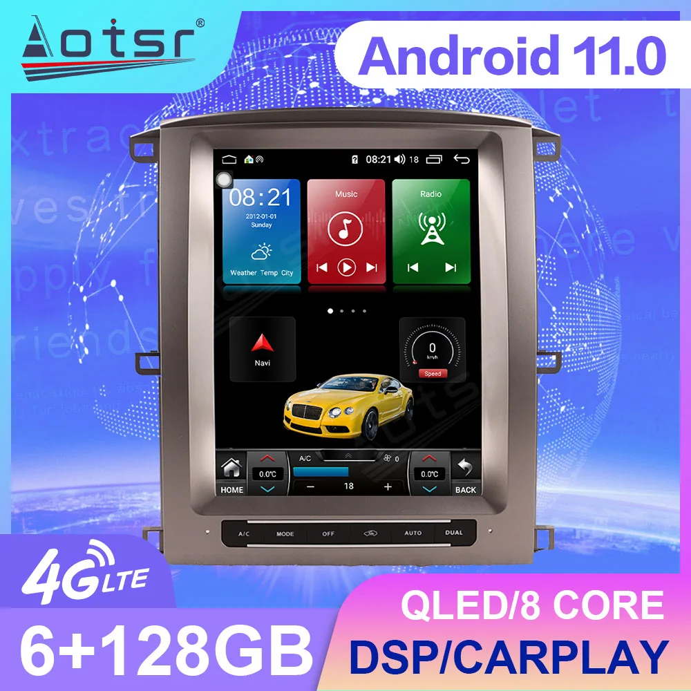 

128G Android 11 Tesla Style For Toyota Land Cruiser LC 100 2002-2007 Car Radio Multimedia Player Navigation GPS HeadUnit No 2din