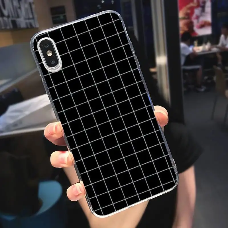 

Grid Checkered aesthetics Phone Case Transparent soft For iphone 5 5s 5c se 6 6s 7 8 11 12 plus mini x xs xr pro max