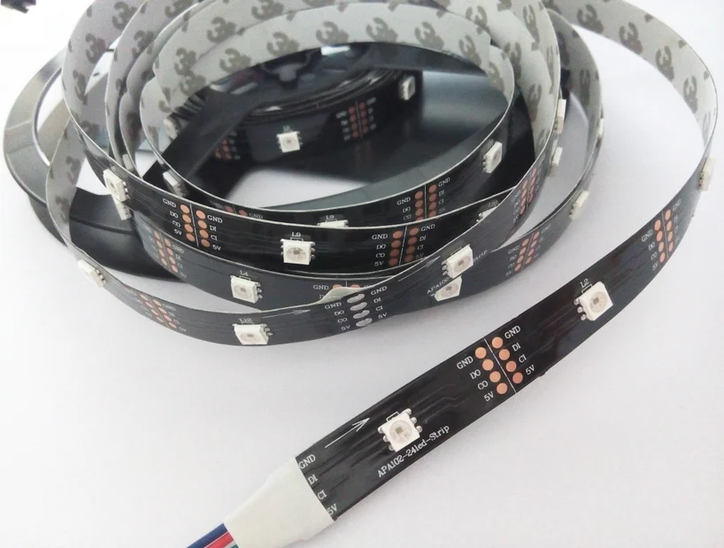 Полноцветная Пиксельная светодиодная ленсветильник APA102C SK9822, 24 светодиосветодиодный, s/m, индивидуальное управление данными и часами IP20/IP65/IP67, 5 в постоянного тока