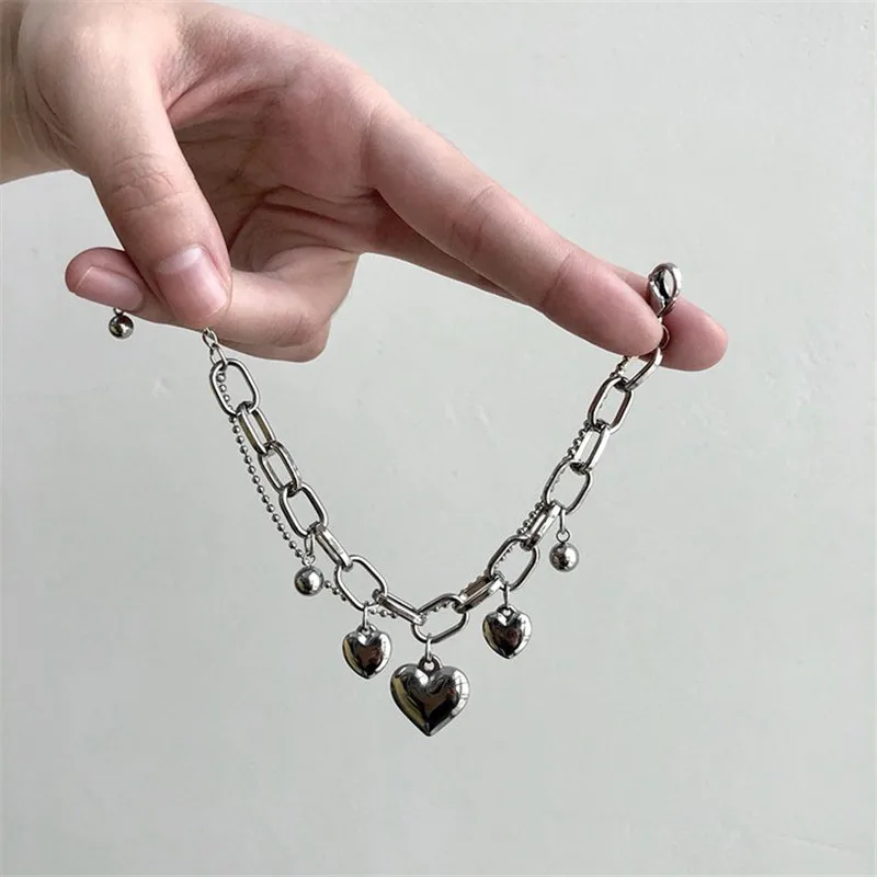 Браслеты с кулоном в виде сердца для влюбленных стиле панк крутые браслеты из