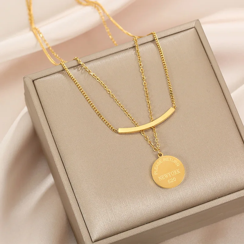 Titanium Stainless Steel Pendant Necklace Letter for Women Men Goth Round Ball Choker Gold color Chains Vintage Jewelry Gift | Украшения и