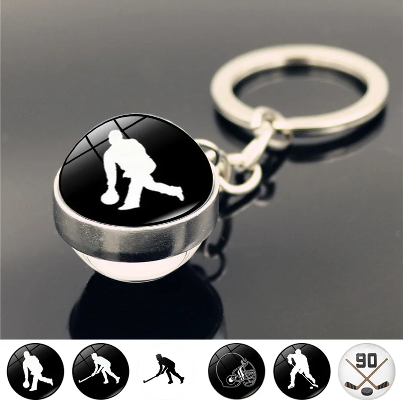 Брелок для ключей хоккея с шайбой модный двухсторонний брелок кулоном в виде