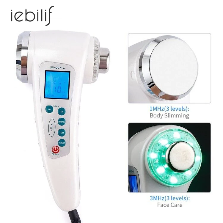 Ультразвуковой массажер для лица 1 МГц и 3 7 цветов светодиодный светильник
