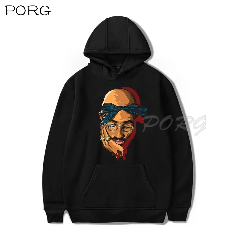 Толстовка в стиле Харадзюку для мужчин и женщин свитшот с капюшоном Tupac 2PAC Rap хип