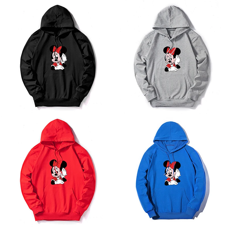 Women Sweatshirt Cotton Hoodies Autumn Winter Minnie Cartoon Hoodie Print Pullover Long Sleeve Plus Size 5XL White