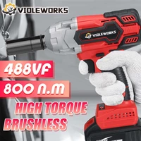 violeworks 488vf high torque brushless wrench cordless electric impact wrench 12 socket power tools for makita 18v battery
